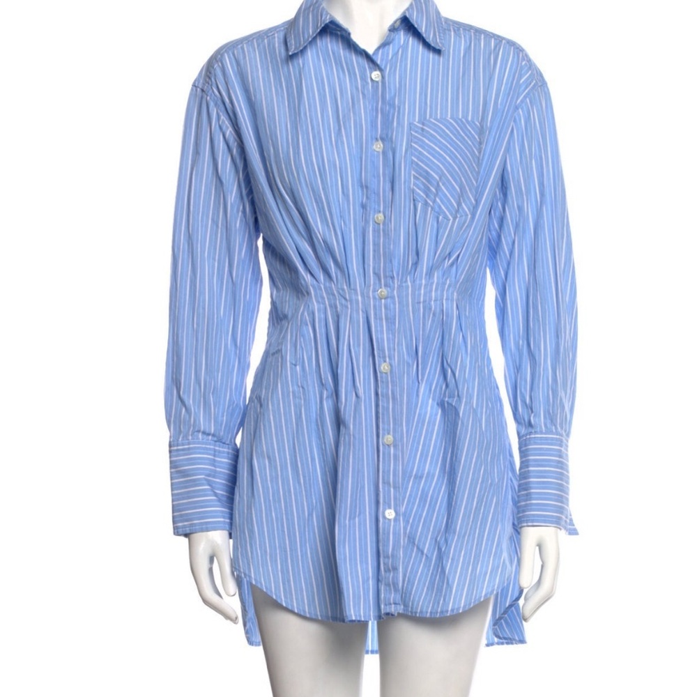 Aknvas stripped button down mini dress